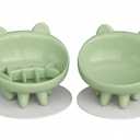 2 Pack Elevated Slow Feeder Cat Bowls Whisker-Friendly Tilted Ceramic Bowls Anti Vomiting, Raised Feeding Station with Anti Slip Mat, Ideal for Senior Cats & Small Dogs