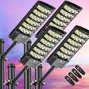 Solar Street Lights Outdoor Waterproof,48000LM 320Wide Angle Flood Light, LED Solar Parking Light with Motion Sensor and Remote Control for Outdoor, Streets, Courtyards,Parking Garages,4Pack, UO SOLAR STREET LIGHT 4P