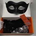 2025 New Masquerade Mask for Women with Stick - Shiny Women's Feather Mardi Gras Venetian Mask for Costume Accessory (Black)