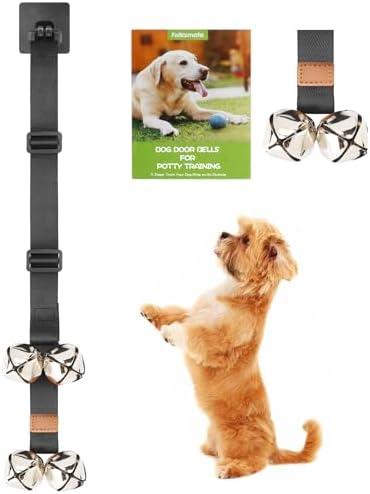 Leather Dog Door Bells for Potty Training, Big Brass Puppy Dog Door Bells Extra Loud for Dogs Training, Housebreaking, Door Knob, Dog Bell to Ring to Go Outside Puppy Pet Supplies Leather