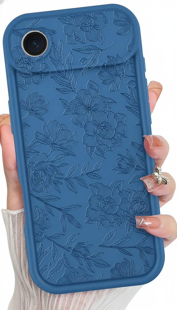 MZELQ for iPhone Air Case 2025, Silicone Wave Ripple Cute Pattern, Camera Protection Soft Slim Phone Cover for Girls Women -Blue