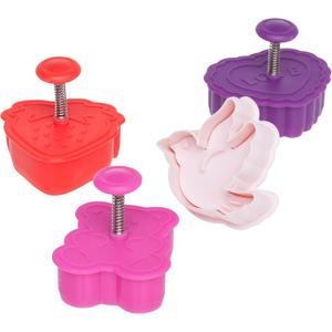 Ateco Valentine Themed Plunger Cutters, Set of 4 Shapes for Cutting Decorations & Direct Embossing, Spring-loaded Handle, Food Safe Plastic