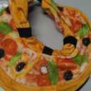 Grand Line Pizza Inflatable Collar for Dog and Cat, Soft Protective Recovery Cone After Surgery, Blow up Pet Donut Collar Cone, E-Collar Alternative Does not Block Vision (Realistic, Medium)