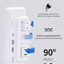 2 x ELEGRP Outlet Extender with 3 Rotating Surge Protector Outlets, Multi Plug Outlet Adapter with 3 USB Ports, Power Strip with Spaced Outlet Splitter for Home, Office, Travel, ETL Listed, White, 1 Pack