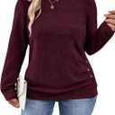 SOLY HUX Women's Plus Size T Shirt Long Sleeve Crew Neck Button Casual Tee Tops Fall Clothes