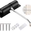 Automatic Door Closer, Zinc Alloy Safety Spring Door Closer Adjustable 30 kg Closing Door Hinge (Black)