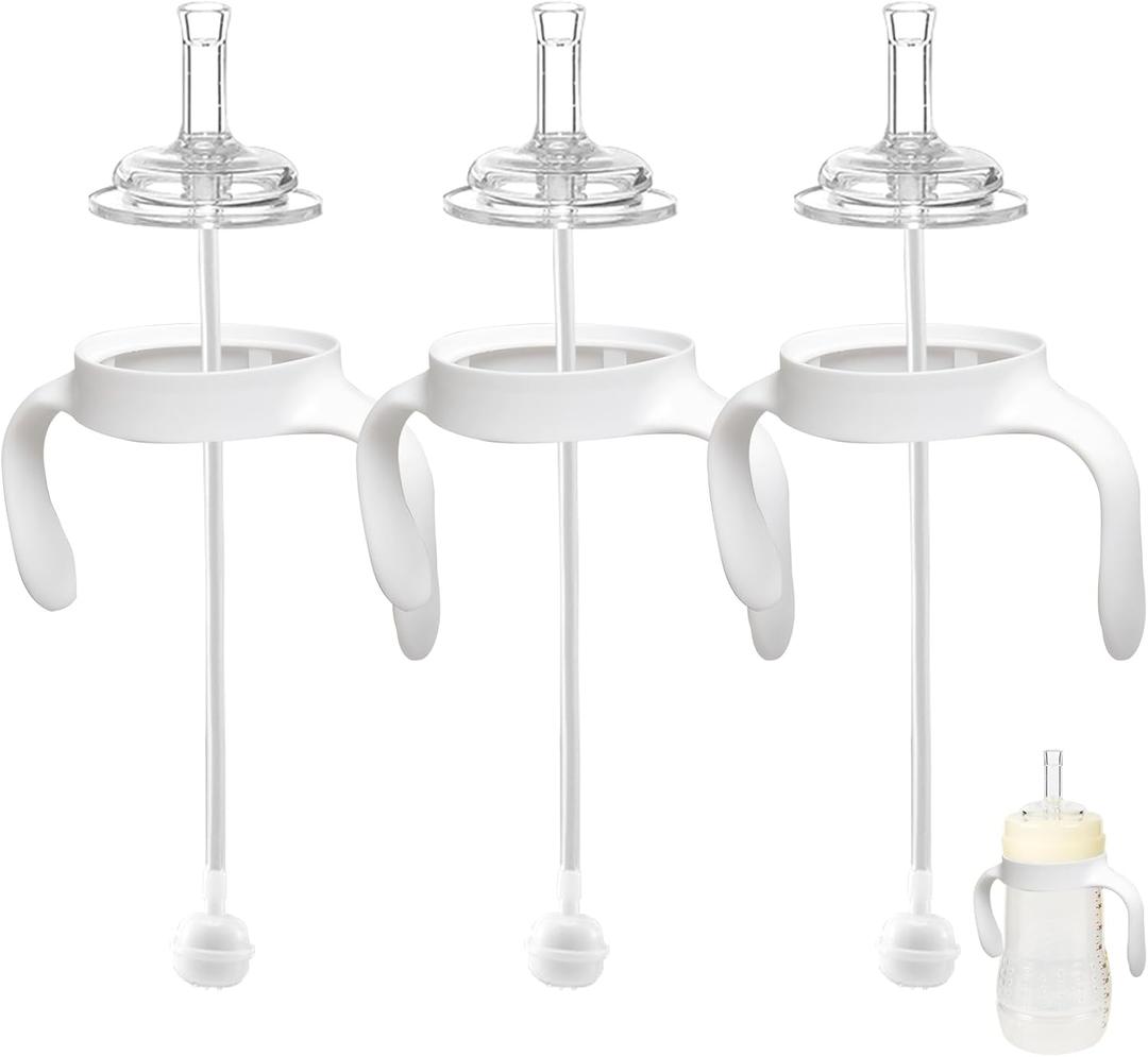 Zafflerva Straw Sippy Cup Conversion Kit for Mam Baby Bottles, Soft Top and Weighted Ball Transition with Handles Converter 8m+, Set of 3