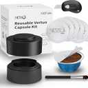 Nessus Reusable Pod Kit for Nespresso Pods Vertuo, Reuse Old Coffee Pods for Nespresso Vertuo: 100 Pcs Aluminum Foil Seal Lid, Holder, Brush, Refillable Vertuo Plus Next Capsule Machine(No Pods Come) Black, 1 Holder + 100 Foils + 1 Brush