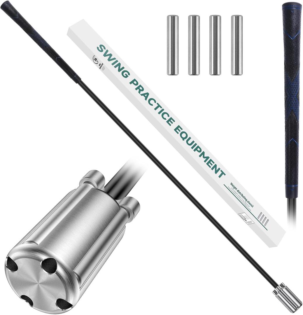 SOURRI Golf Swing Trainer Stick and Warmup Aid Increase Swing Speed & Distance | Adjustable Weighted Golf Speed Training Aid for Indoor & Outdoor Practice
