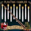 Floating Candles with Wand 10PCs - Magic Hanging Candles Christmas Decorations Flameless Taper Candles with Remote, Floating Lights Gifts for Window Home Bedroom Wedding Birthday Party Indoor Decor