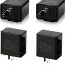2 x 4 PCS Car FM Plug and Play Flasher Relay, DC 12V 2-pin Adjustable Frequency Turn Signal Flasher Relay, Portable Back Clip Hazard Warning Accessory, for Most Cars and Motorcycles (Black)