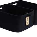 MiniArk Large Storage Baskets for Shelves, Closet Organizers Bins for Clothes Blanket Towels, Baby Nursery, Toy Baskets Box, Woven Rope Baskets, 17 x 13 x 7.5, 2 Packs Black