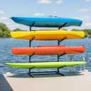 Teal Triangle Freestanding Kayak Storage Rack  4 Kayak Rack & Canoe Rack  Indoor Outdoor Kayak  Adjustable Surfboard & Stand Up Paddle Board Holder  Adjustable Storage Stand - Black