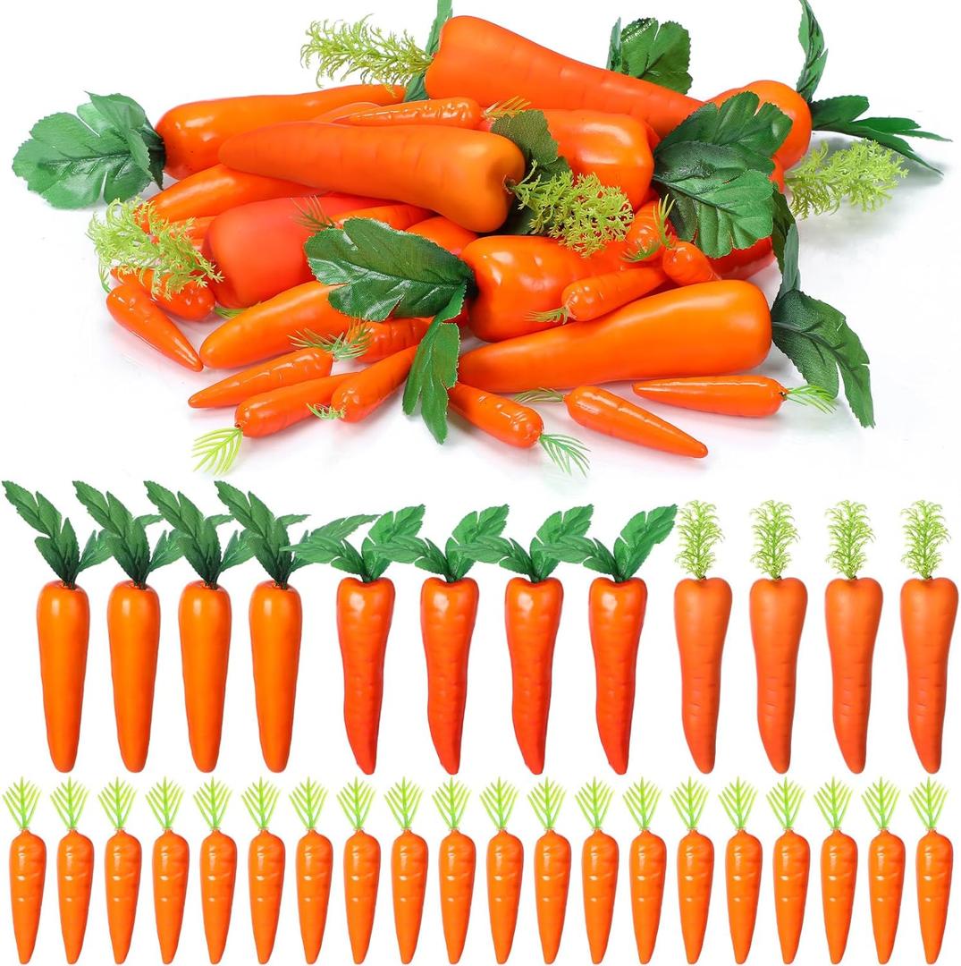 32 Pcs Easter Artificial Carrots 4 Sizes Lifelike Fake Carrot for Decoration Easter Artificial Vegetables Simulation Carrots DIY Crafts Decoration