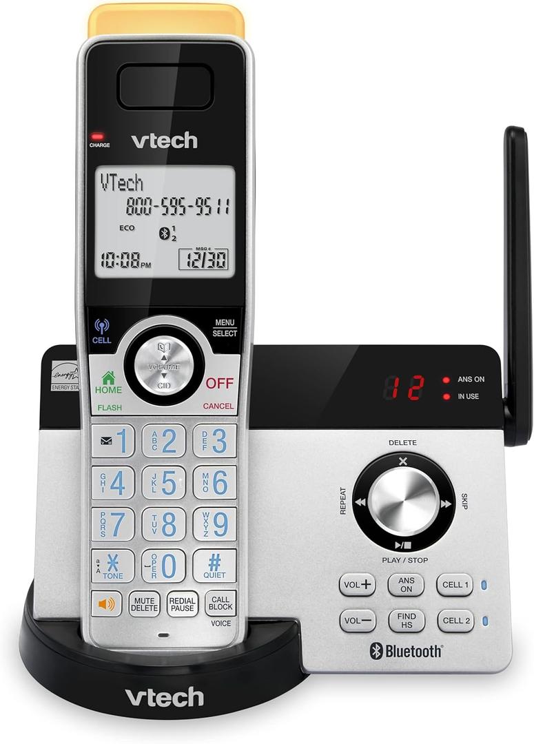 VTech IS8121 Super Long Range Cordless Phone 2300 Ft, DECT 6.0 Bluetooth Connect to Cell, Expandable with Answering Machine, Smart Call Blocker, Intercom