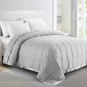 puredown Blankets King Size - Soft Lightweight Down Blanket for All Seasons, Cozy Warm Luxury Bed Blanket with Satin Trim, Cotton Cover, Light Grey (108"X90") (02 Light Gray)