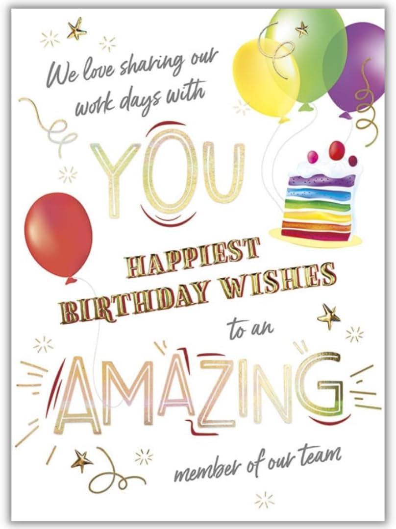 25 Employee Birthday Cards - Exciting Typographic Design with Gold Foil Embossing - FSC Mix