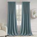 MIULEE Greyish Blue Back Tab Blackout Curtain 96 Inch Long 2 Panels Set for Bedroom, Rod Pocket/Pinch Pleat Thermal Insulated Living Room Darkening Pleated Light Blocking Floor to Ceiling Drape