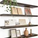 Brown Wood Floating Shelves for Wall Shelf 24 Inch Set of 4