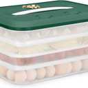 Food Storage Containers with Lids, Plastic Cookie Storage Containers Airtight, 4-Layer Stackable Food Containers Dumpling Storage Box, Green