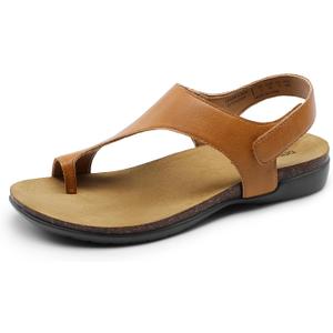 DREAM PAIRS Women's Comfortable Cork Footbed Arch Support Sandals Casual to Dressy Thong Walking Flat Sandals for Summer (9, Tan)
