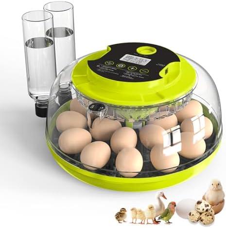 Incubator for Hatching Eggs, 18 Eggs Capacity, Incubators with Egg Candler, Automatic Egg Turner, Temperature & Humidity Control, Full Viewing for Chicken, Duck, Quail, Goose, Parrot, Pigeon