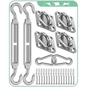 Sun Shade Sail Hardware Kit: Triangle Rectangle Shade Sail Hardware Kit Heavy Duty, M6 Turnbuckles for Shade Sail Pad Eye Sun Shade Hooks, Patio Garden Sun Shade Sail Canopy Hardware Installation Kit