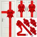 Ganeen 7 Pieces Christmas Cabinet Door Ribbon Bow Large Christmas Door Bow Christmas Cabinet Festive Ribbons Cabinet Bows Christmas Tree Bow Christmas Wreath Bow (Red)