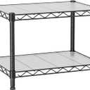 Small 2 Tier Shelves Storage Wire Shelving Unit Metal Shelf Adjustable Organizers Storage Shelving with Wheels for Bathroom Laundry Room Kitchen Pantry12D x 18W x 12.2H Black