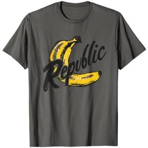 Funnyland Republic of Banana Artistic Grey Cotton T-Shirt, Small, Short Sleeve, Round Neck, Classic Fit, Unisex-Kids