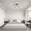 30W Modern LED Ceiling Light, 27 Inch 4 Ring Design, 3500K - 6500K Dimmable, 1500LM - 3000LM, Flush Mount, for Kitchen, Bedroom, Living Room and More, Remote & App Control (Gold)