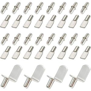 60 Pieces Shelf Bracket Pegs Stainless Steel Shelf Pins Support, Nickel Plated Shelf Pins, 3 Styles