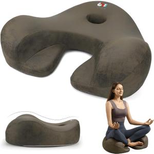 Meditation Cushion & Floor Pillow Seat - Ergonomic Comfortable Memory Foam Set Relieves Numbness Tailbone & Hip Pain from Long Sitting, idea for Reading, Yoga. (Dark Green)