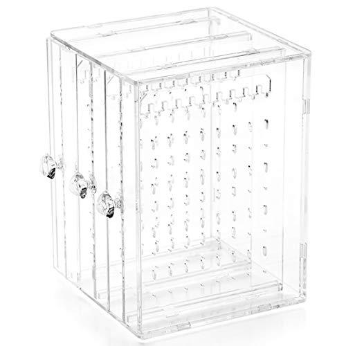 RANIT Acrylic Jewelry Storage Box Earring Display Stand Organizer Holder with 3 Vertical Drawer Transparent
