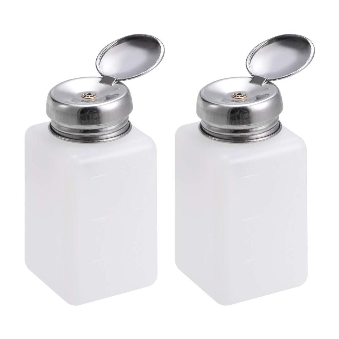uxcell Alcohol Liquid Press Pumping Dispenser 200ML Nail Polish Remover Empty Bottle 2 Pack