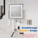 Ruacq Rechargeable Wall Mounted Makeup Mirror with Lights, Double Sided 1X/10X Magnifying Vanity Mirror with 3 Color Light, Touch Screen Dimmable, 360 Rotation Extension Foldable Arm(Brushed Nickel)