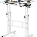 Enayplon Small Standing Desk with Wheels, Mobile Stand Up Desk, Portable Standing Table on Wheels for Walking Pad, Rolling Computer Desk Adjustable Height, Tall Table, 25" x 25" x 45"