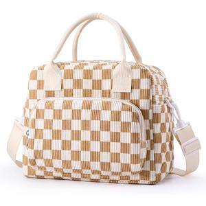 Cute Lunch Bag for Women, Corduroy Insulated Lunch Box for Work Lunch Tote Bag Women, Reusable Insulated Cooler Lunch Box for Travel