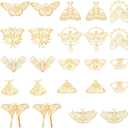 SUNNYCLUE 1 Box 24Pcs 12 Styles Gold Butterfly Connector Charms Brass Link Charm Bulk Metal Hollow Butterflies Moth 2 Holes Connectors Charm for Jewelry Making Charms Earring DIY Crafts Accessories