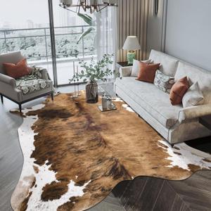 Pettop Luxury Faux Cowhide Rug 3x4 Feet - Western Cow Print Area Rugs for Living Room, Bedroom, Farmhouse - Premium Western Style Faux Fur Carpet, Non-Slip Animal Hide Throw Rugs (Caramel)