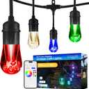 Enbrighten Vibe Vintage Outdoor String Lights Gen 2, 48ft, 24 RGBWIC Acrylic Bulbs, Weatherproof, Perfect for Gameday, Holidays, and More, Smart App Control, Compatible with Alexa, Google Home, 86128