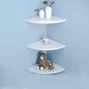 SISHHOME 8 Inch White Corner Floating Shelf Set of 3,Wall 90 Degree Corner Storage Shelf for Kitchen Room/Living Room/Bathroom