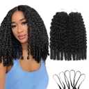 Burmese Curly Human Crochet Hair 20 Inch 240g Human Feather-Line Invisible Crochet Hair Pre Separated Knotless Crochet Human Hair For Braiding Twist (1B#)