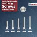 50pcs M5 Socket Head Cap Screws Bolts Nuts Assortment Kit - [M5x30/35/40/45/50mm] 304 Stainless Steel Allen Socket Drive for 3D Printer