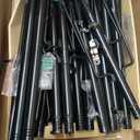 10Ft String Light Poles 4 Pack, Light Poles for Outside Lights, Outdoor with Fence Brackets Hanging Lights, Metal Stand Deck Patio Backyard