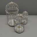 NUPTIO Decorative Candle Lanterns White: 3 Pcs Distressed White Metal Bird Cage Indoors Lantern Centerpiece Assorted Rustic Birdcage Pillar Candle Holders for Home Living Room Porch Office Decoration