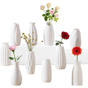 5'' White Ceramic Bud Vases Set of 10 - Small, Mini Vases for Flowers, Centerpieces & Decor (10pcs-01)