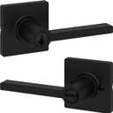 Kwikset Casey Entry Door Handle with Lock and Key, Secure Keyed Reversible Lever Exterior, For Front Entrance and Bedrooms, Matte Black , Pick Resistant Smartkey Rekey Security and Microban