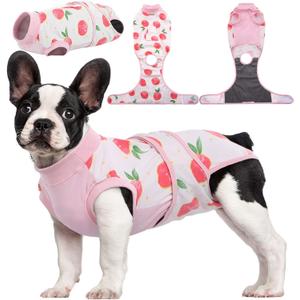 Kuoser Recovery Suit for Dogs Cats After Surgery, Professional Pet Recovery Shirt Dog Abdominal Wounds Bandages, Substitute E-Collar & Cone,Prevent Licking Dog Onesies Pet Surgery Recovery Suit (Small (Back:11.4-13.4'', Weight:7-15 LB), Pink)