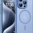 TOCOL for Phone 15 Pro Case, Compatible with Magsafe Charger, Full Camera Protection, Drop Protection, Translucent Matte Phone Case for iPhone 15 Pro 6.1 inch (Light Blue)